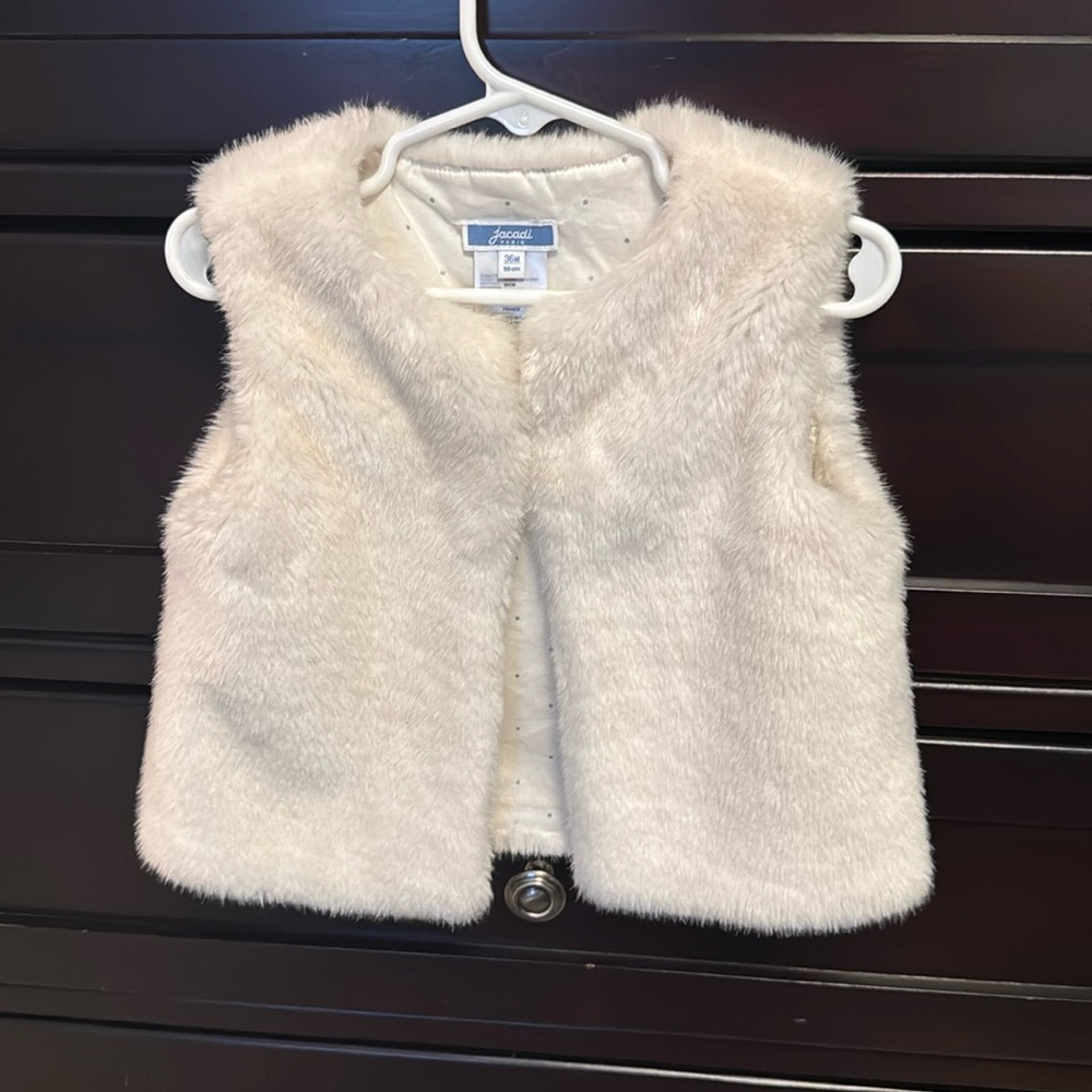 Jacadi Paris white fur toddlers vest